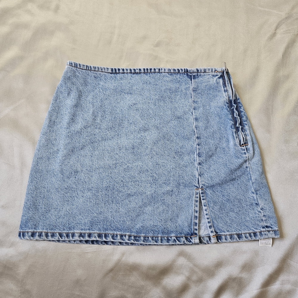 Zara Light Blue Denim Mini Skirt 100%cotton - Picture 2 of 6